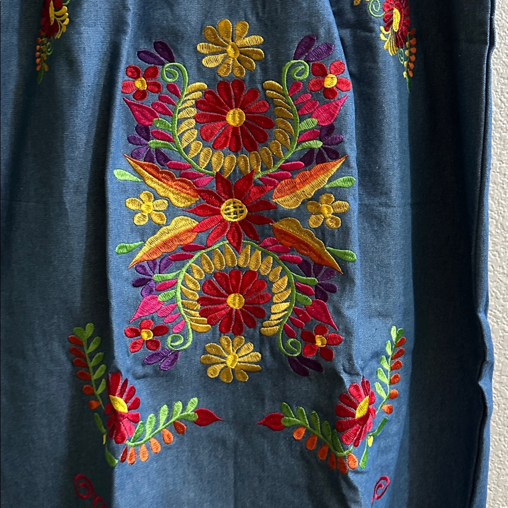 DENIM Long Mexican dresses embroidered - Picture 2 of 6